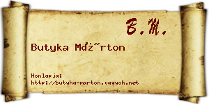 Butyka Márton névjegykártya